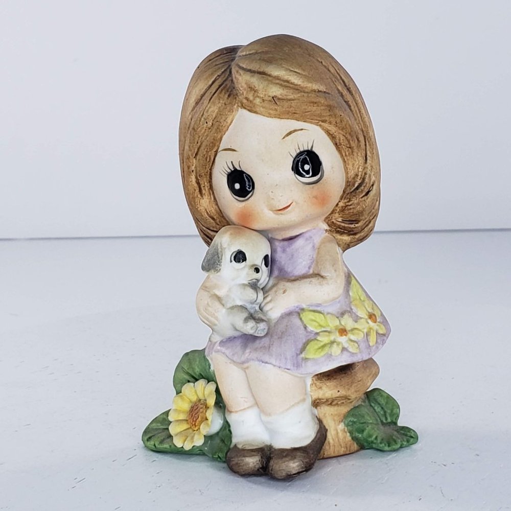 Josef Originals Color Me Love Series Girl Puppy Dog Figurine Coloring Book
